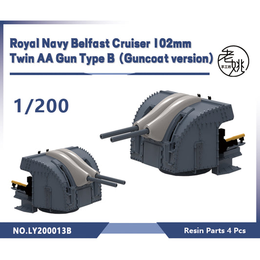 Yao's Studio LY013B 1/700(350,200,144) Model Upgrade Parts Royal Navy 102mm /45 QF HA MkXVI Twin AA Gun Type B ¡ꡧGuncoat version¡ê?