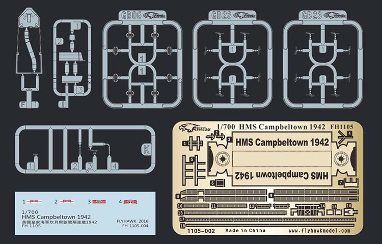 Flyhawk FH1105 1/700 HMS Campbeltown 1942 Plastic Model Kit