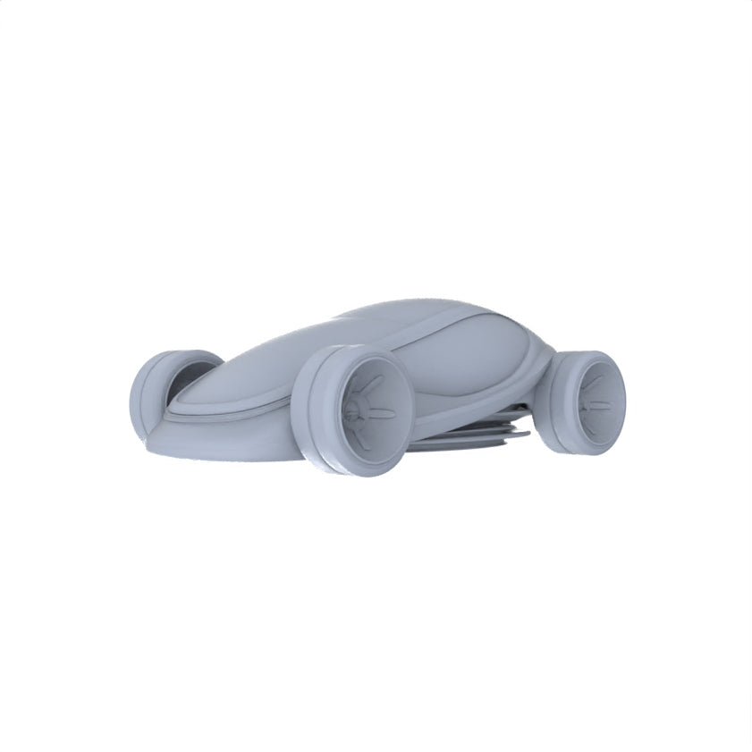 Yao's Studio LYTA127 Blank Unpainted Sleek Sci-Fi 6-Wheel Sports Car Figurine, DIY Art Craft for Hobbyists & Collectors