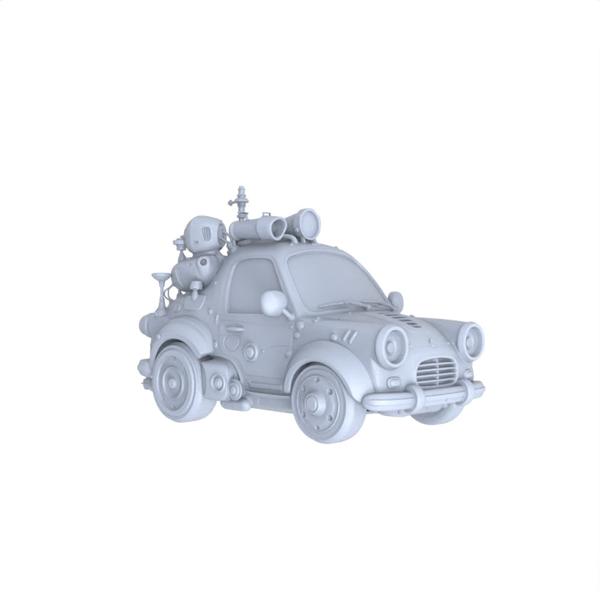 Yao's Studio LYTA145 Unfinished Cute Steampunk Mini Car Model, Unpainted Kit for DIY Painting & Steampunk Workshop Scene Projects