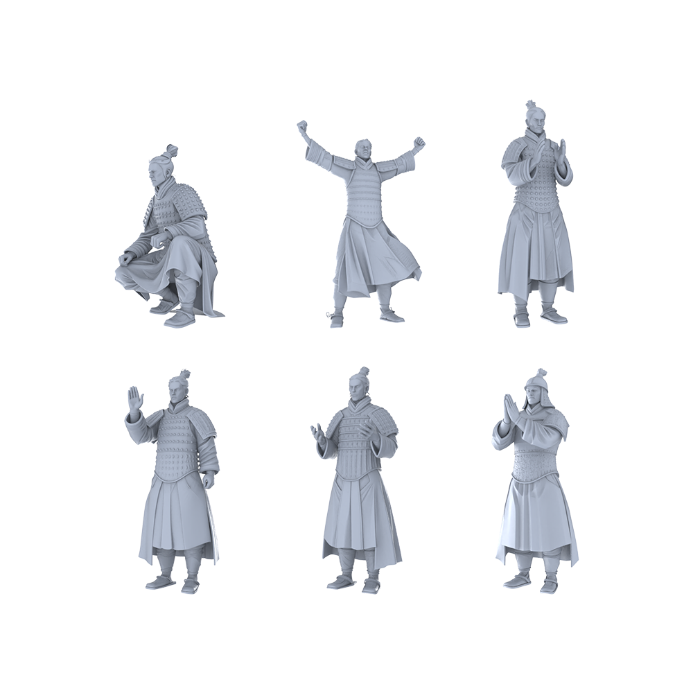 MRY-SFW LYGR229 Terracotta Army 2 Historical Theme War Chess Resin White Mold Miniature Soldier Scene Character Hand Figure