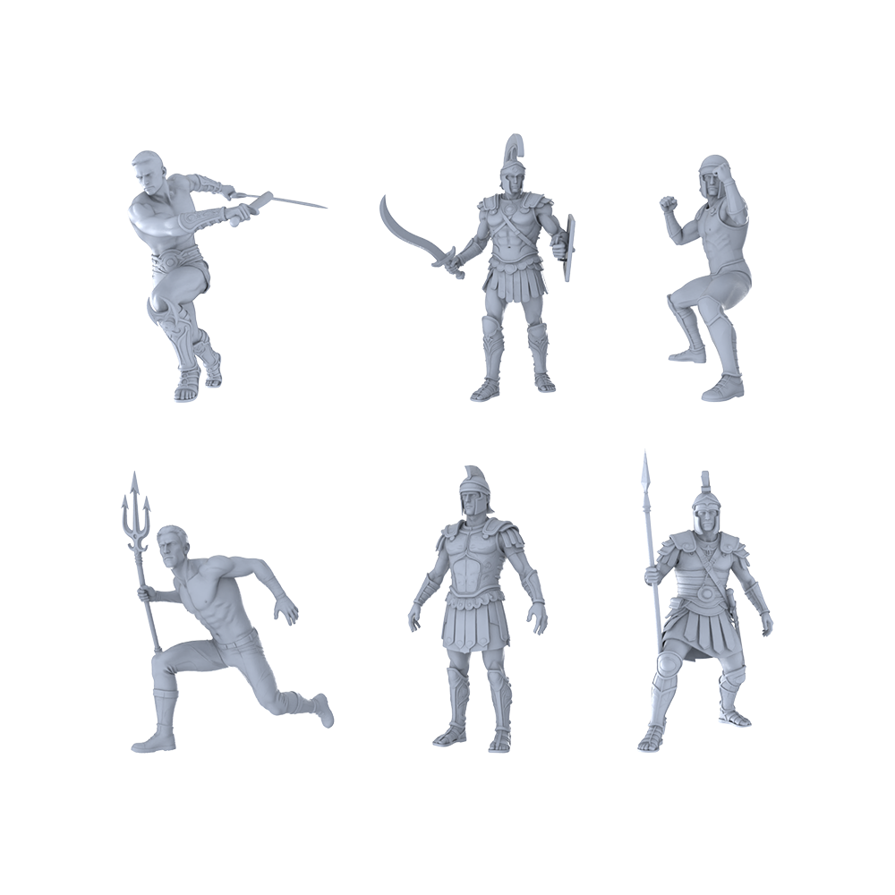 MRY-SFW LYTR407 Gladiator Legend Hexad 6-Figure Set, Roman Gladiator, DIY Paintingation Miniature Car Diorama Figures Scene Props Accessories Resin