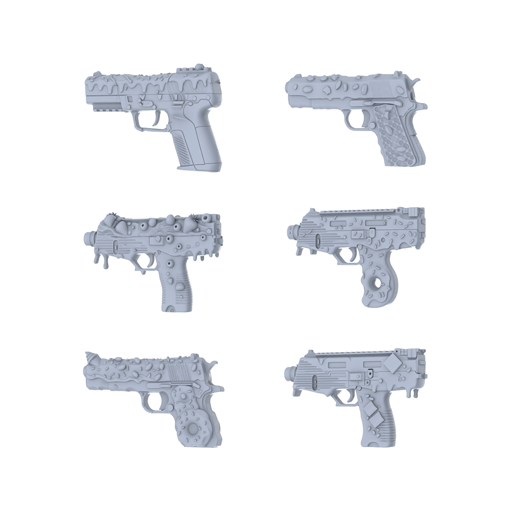 MRY-SFW LYGS080 Whimsical Food-Themed Compact Tactical Pistol Pack - 6 Unique Donut & Icing Designs
