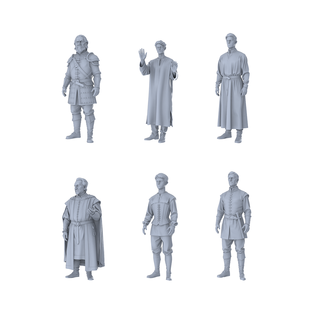 MRY-SFW LYTR547 Medieval European Garments Mannequin Display Group of Six Miniature Car Diorama Figures Scene Props Accessories Resin