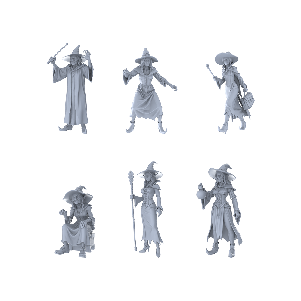 MRY-SFW LYTR437 Arcane Witches Hexad 6-Figure Set, Fantasy Witch, DIY Paintingation Miniature Car Diorama Figures Scene Props Accessories Resin