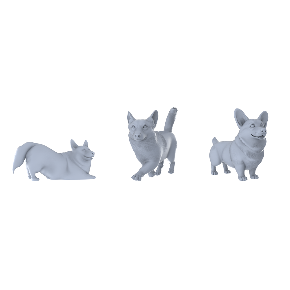 MRY-SFW LYTR534 Modern Welsh Corgis Pose Group of 3 Miniature Car Diorama Figures Scene Props Accessories Resin