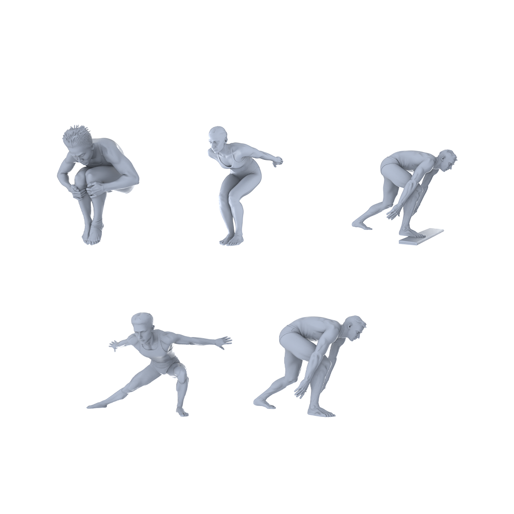 MRY-SFW LYTR481 Modern Pool Athletes Diving Group of 5 Miniature Car Diorama Figures Scene Props Accessories Resin