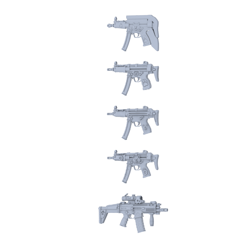 MRY-SFW LYGS299 Gear Rage Series - 5-Piece Sci-Fi Submachine Gun Set Modified with Mechanical Gear Elements
