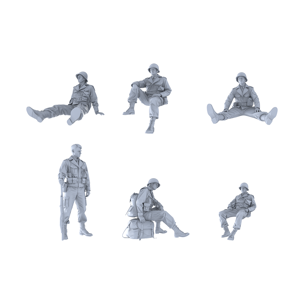 MRY-SFW LYGR190 WWII US Army Resting Wargame Resin Blank Model Miniature Scene Figure Hand Model Hand Painted