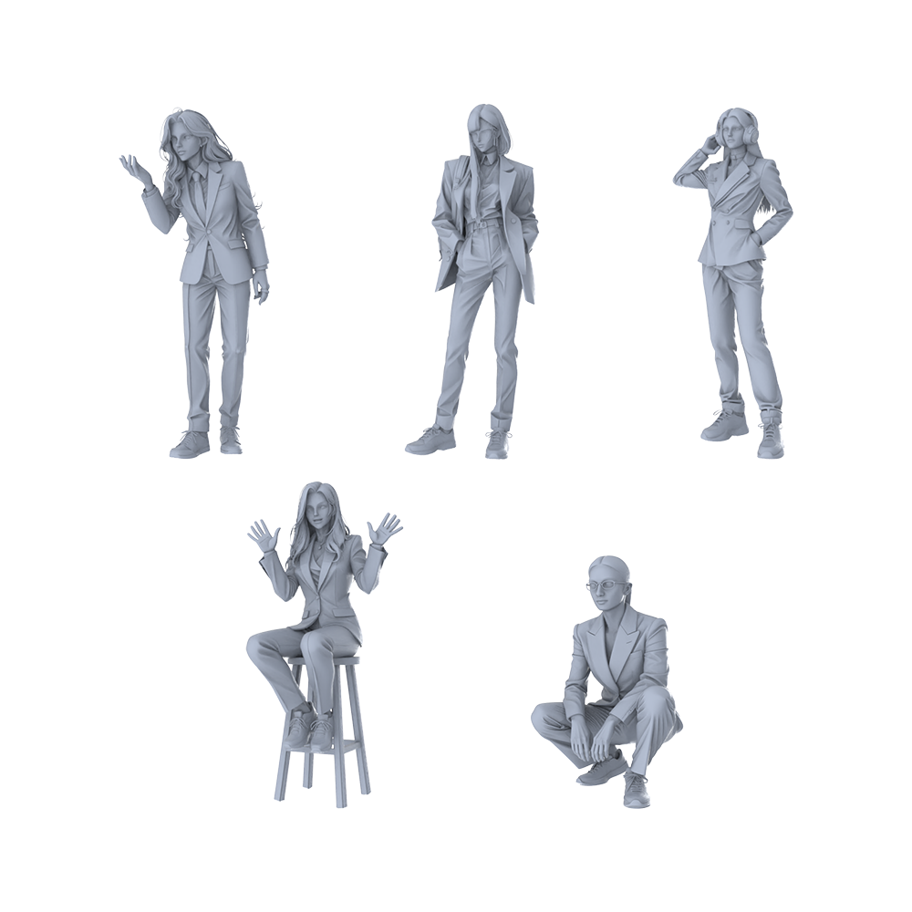 MRY-SFW LYGR169 All women in suits rainy bus stop scene wargame model resin blank wargame miniature figure scene character figure hand painted