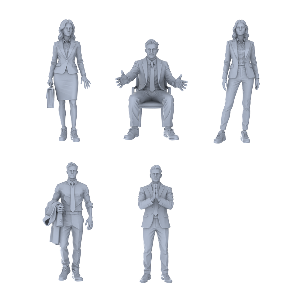 MRY-SFW LYTR695 Modern Figure Office Worker Business 5 pcs Miniature Car Diorama Figures Scene Props Accessories Resin