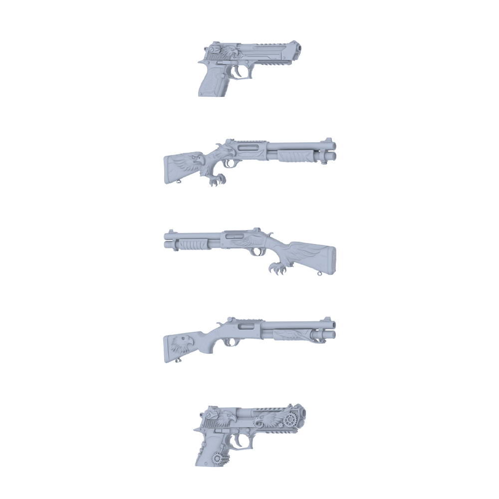 MRY-SFW LYGS206 Fantasy Custom Firearm Pack - 5 Unique Eagle Head/Wing/Claw Designs