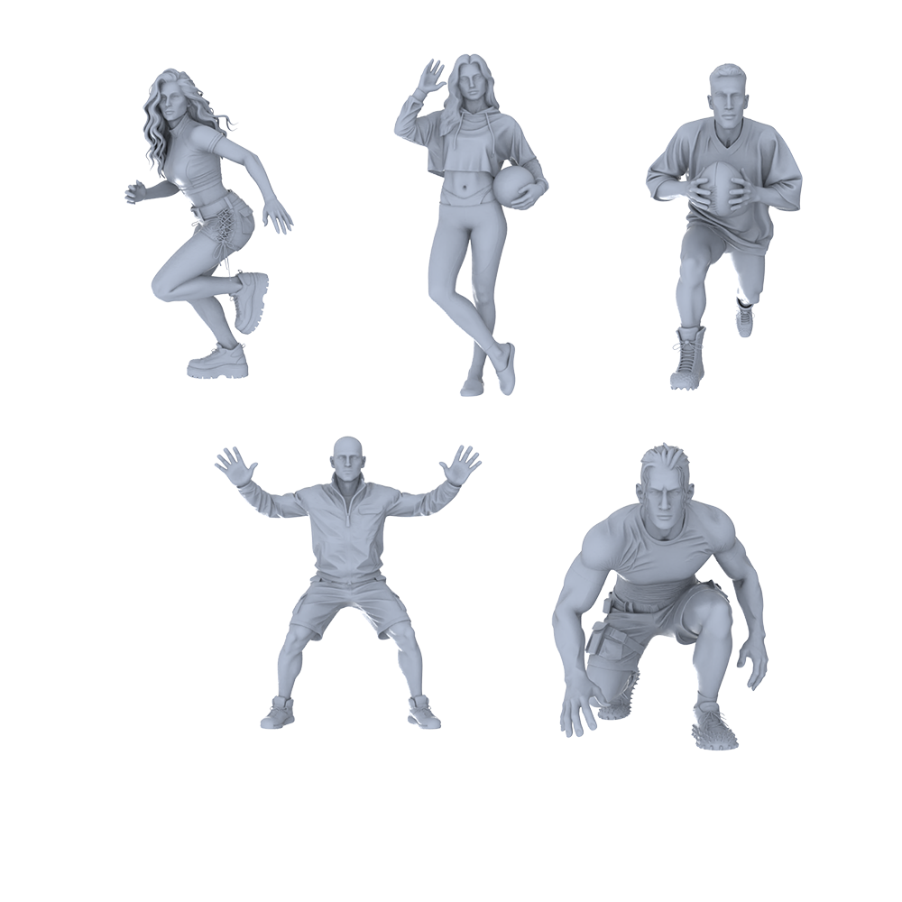 MRY-SFW LYTR733 Modern Ball Sports Figure 5 pcs Miniature Car Diorama Figures Scene Props Accessories Resin