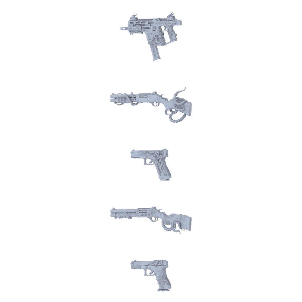 MRY-SFW LYGS314 Cthulhu Totem Series - 5-Piece Sci-Fi Multi-Gun Set Modified with Tentacle Wrapping & Mechanical Elements