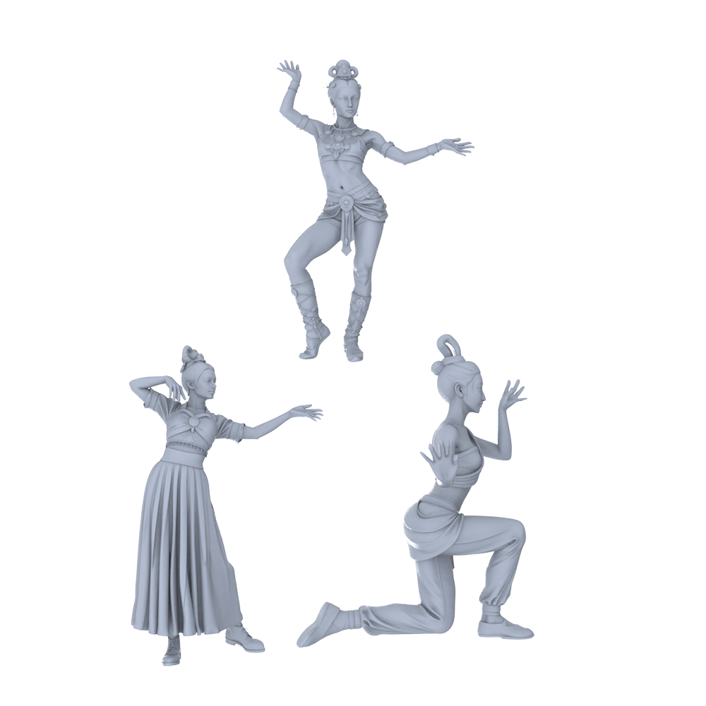 MRY-SFW LYTR755 Chinese Classical Dance Figure 3 pcs Miniature Car Diorama Figures Scene Props Accessories Resin