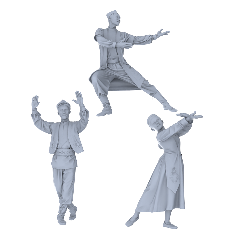 MRY-SFW LYTR762 Uyghur Traditional Dance Figure 3 pcs Miniature Car Diorama Figures Scene Props Accessories Resin