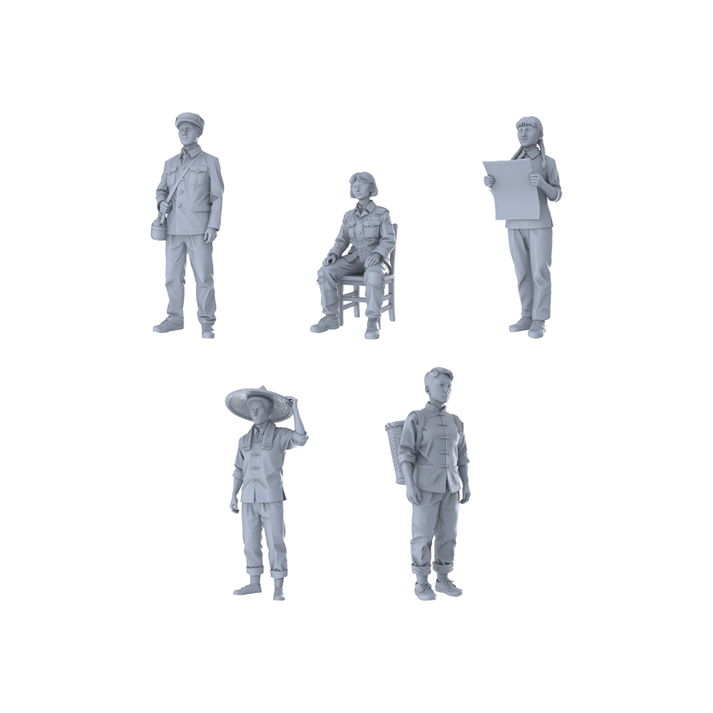 MRY-SFW LYTR365 Educated Youth Era Quintet 5-Figure Set, Era Character, DIY Paintingation Miniature Car Diorama Figures Scene Props Accessories Resin