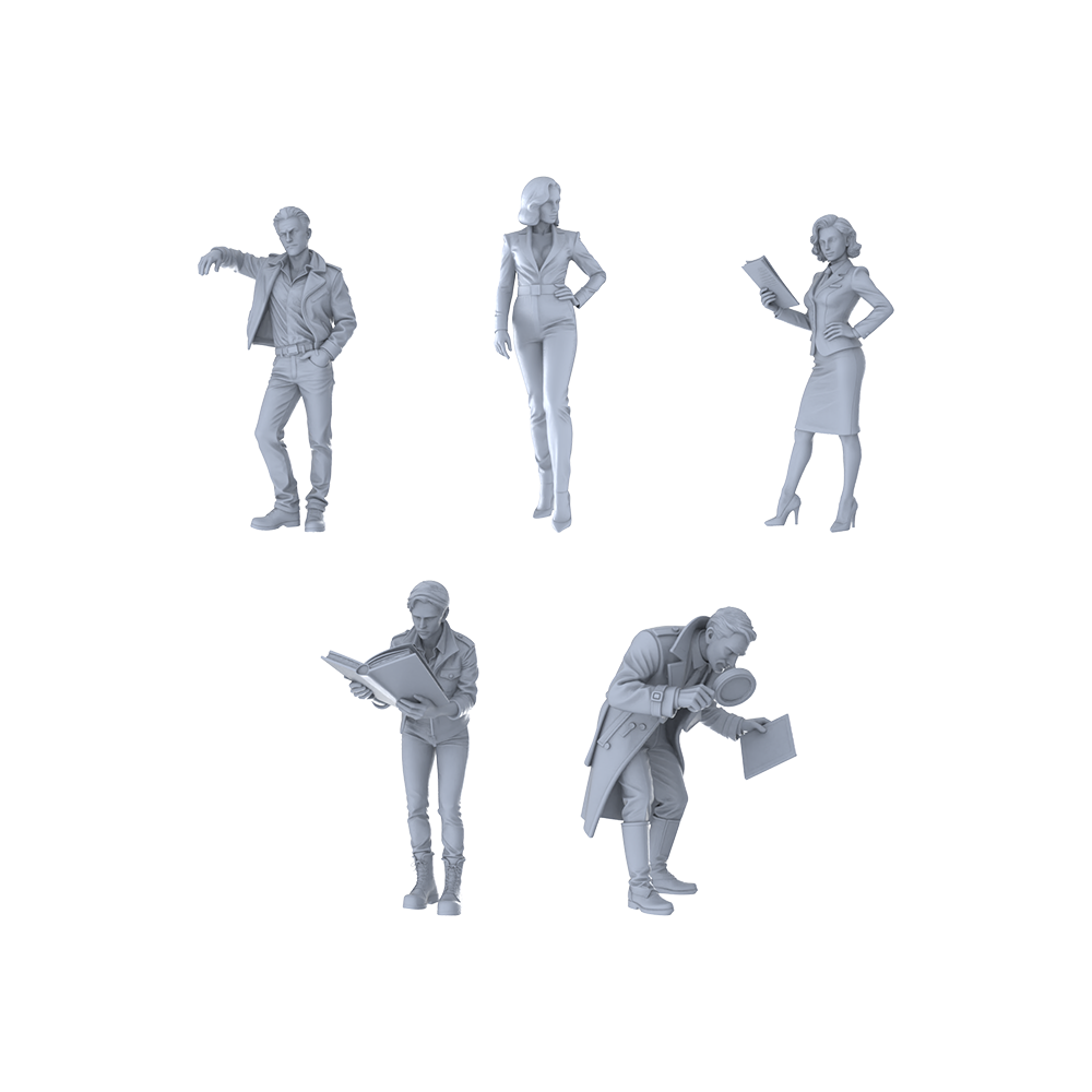MRY-SFW LYTR417 Detective Chronicles Quintet 5-Figure Set, Detective Spy, DIY Paintingation Miniature Car Diorama Figures Scene Props Accessories Resin