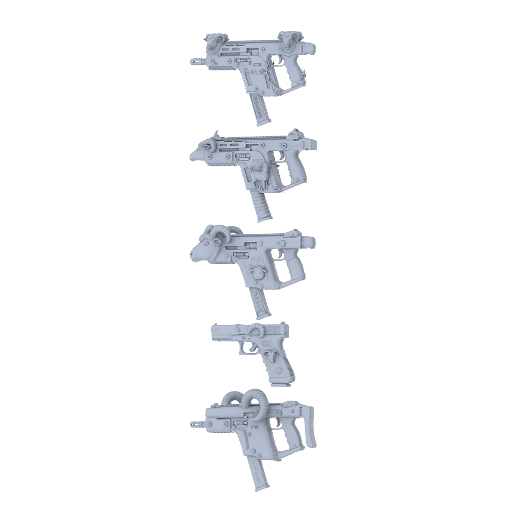 MRY-SFW LYGS208 Fantasy Custom Firearm Pack - 5 Unique Ram Horn/Head/Spirit Designs