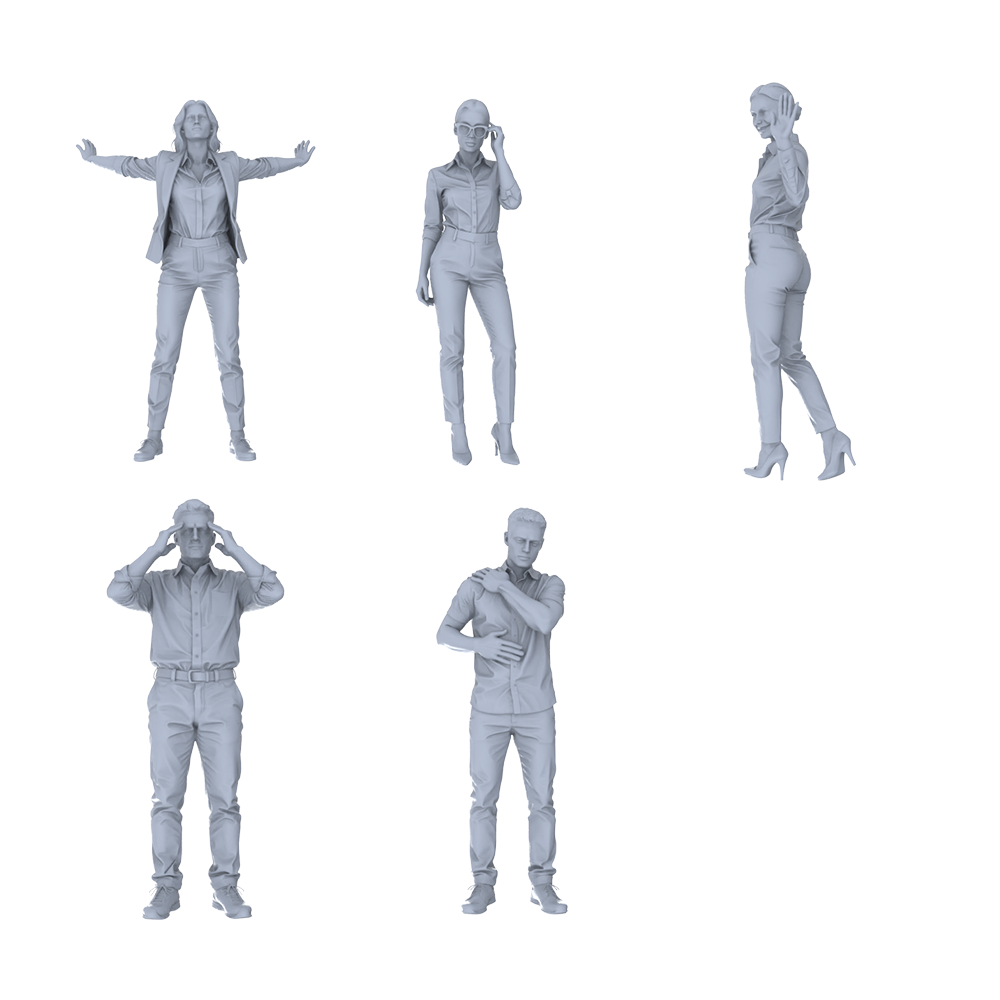 MRY-SFW LYTR703 Modern Figure Office Staff Daily Pose 5 pcs Miniature Car Diorama Figures Scene Props Accessories Resin
