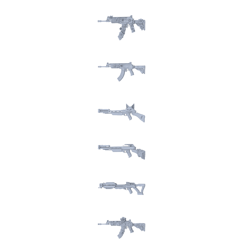 MRY-SFW LYGS267 Floral Mech Beast Spirit Series - 6-Piece Classic Assault Rifle Set Modified with Gear & Fierce Beast Elements