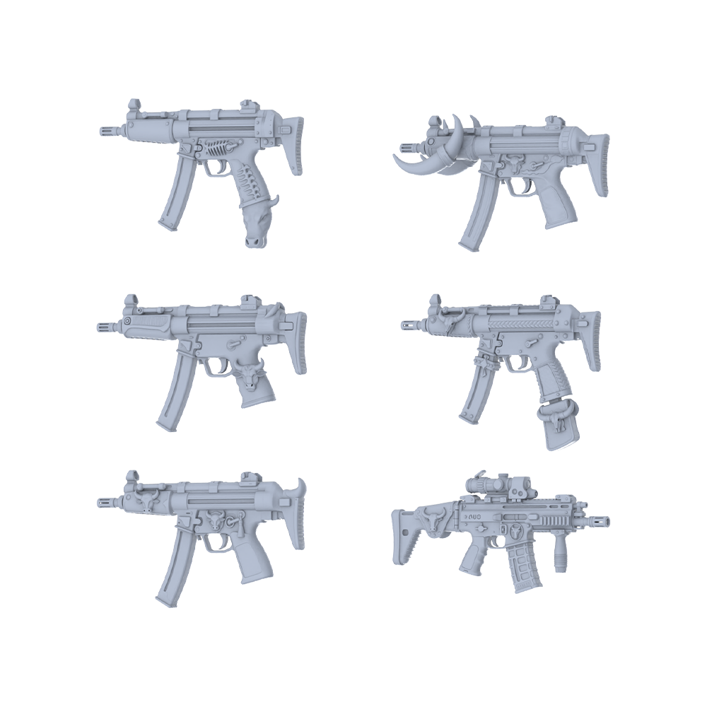 MRY-SFW LYGS161 Bull Fantasy Modified Tactical Gun 3D Models - 6 Piece Untextured Set