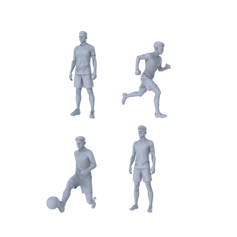 MRY-SFW LYTR500 Modern Soccer Players Dynamic Field Group of 4 Miniature Car Diorama Figures Scene Props Accessories Resin