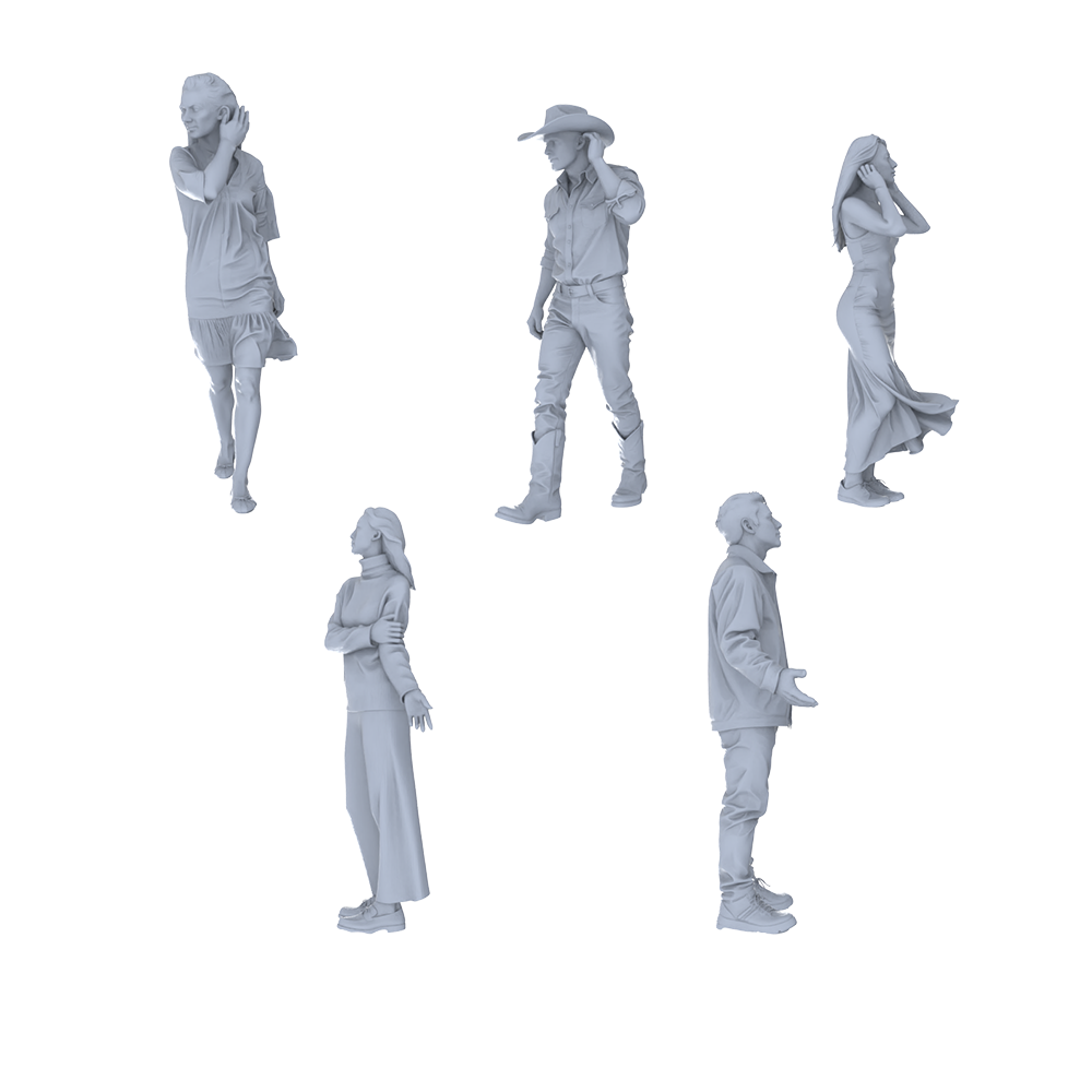 MRY-SFW LYTR746 Modern Street Style Figure 5 pcs Miniature Car Diorama Figures Scene Props Accessories Resin