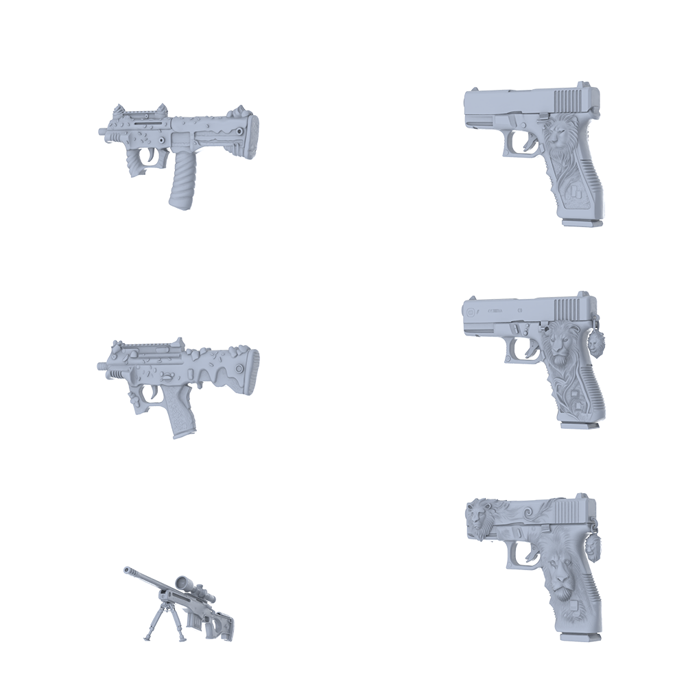 MRY-SFW LYGS130 Majestic Lion-Themed Modified Tactical Compact Gun Set - 6 Bold Variants (Untextured)