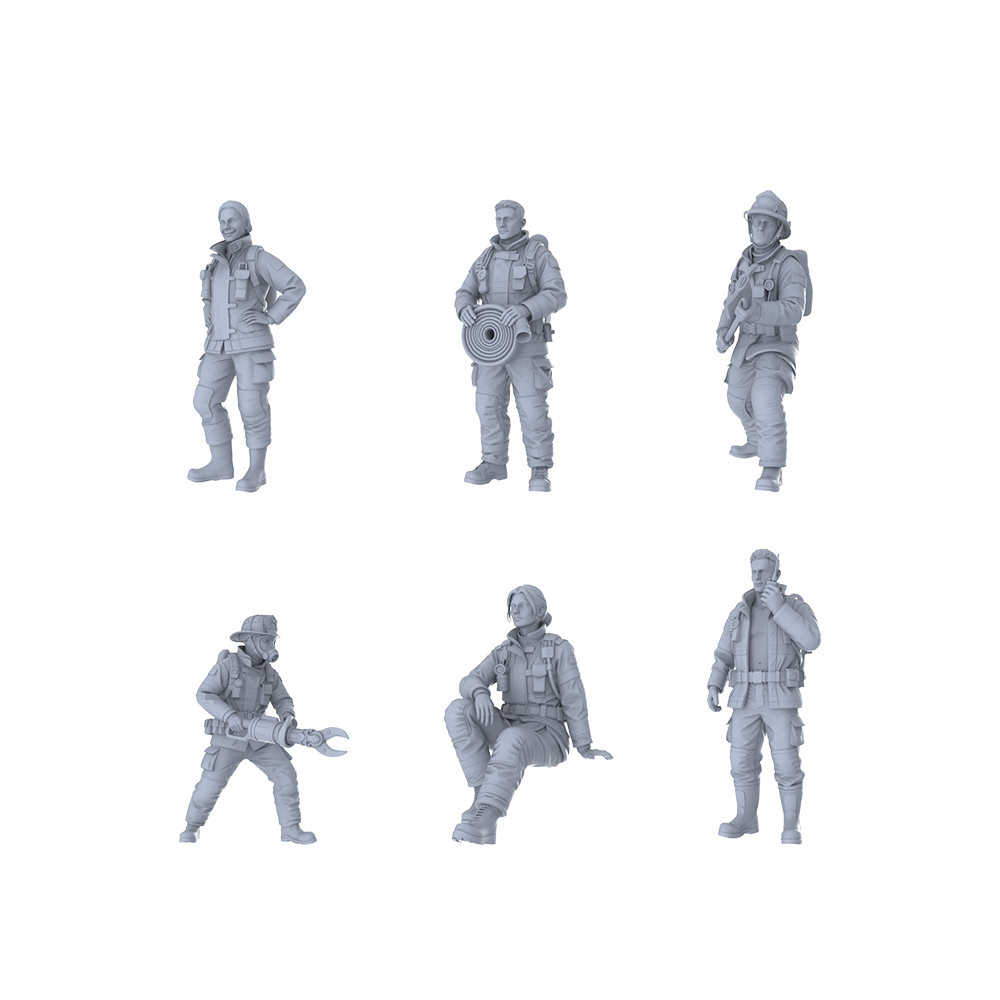 MRY-SFW LYTR438 Blaze Vanguard Hexad 6-Figure Set, Firefighter Rescue, DIY Paintingation Miniature Car Diorama Figures Scene Props Accessories Resin