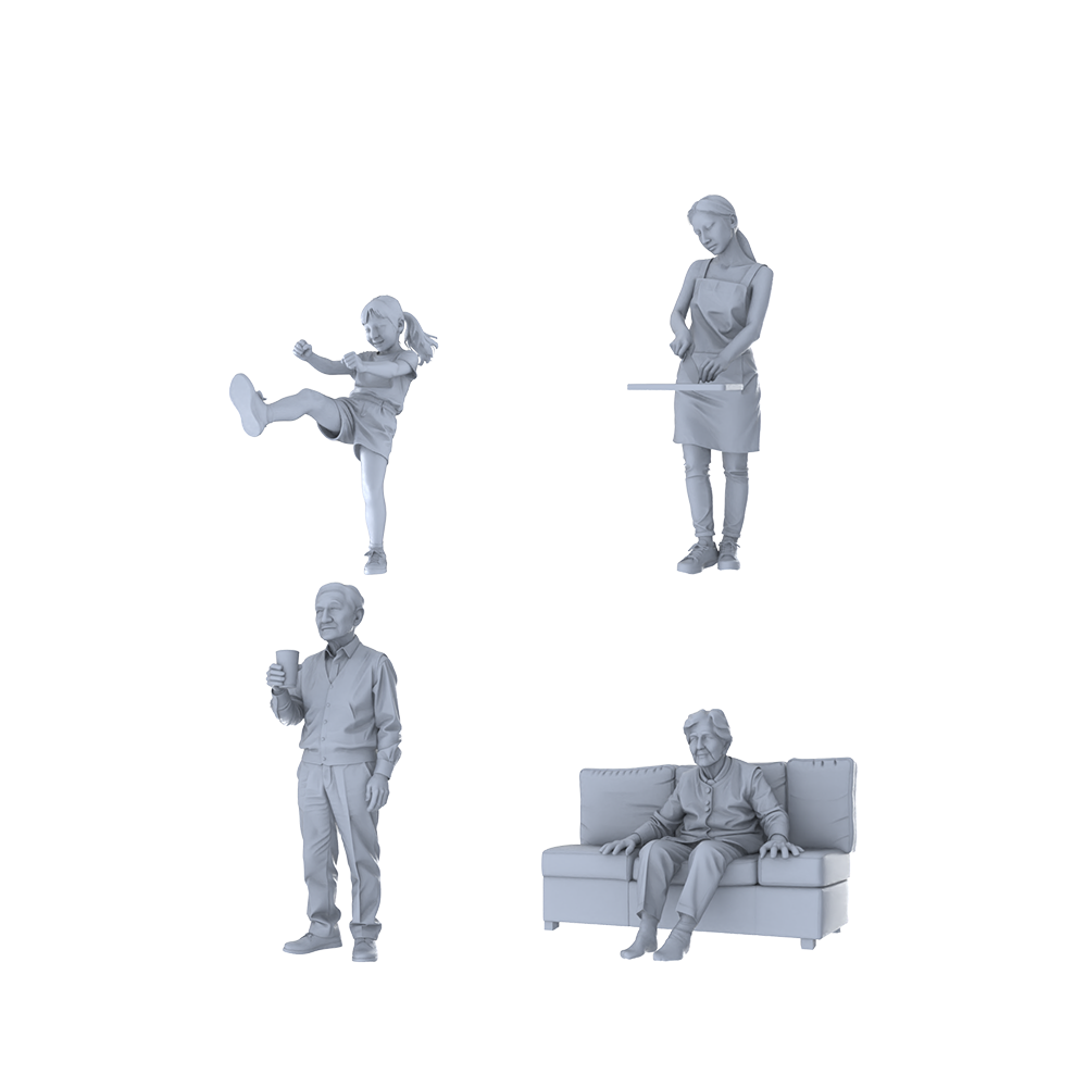 MRY-SFW LYTR431 Daily Family Moments Quartet 4-Figure Set, Home Life, DIY Paintingation Miniature Car Diorama Figures Scene Props Accessories Resin