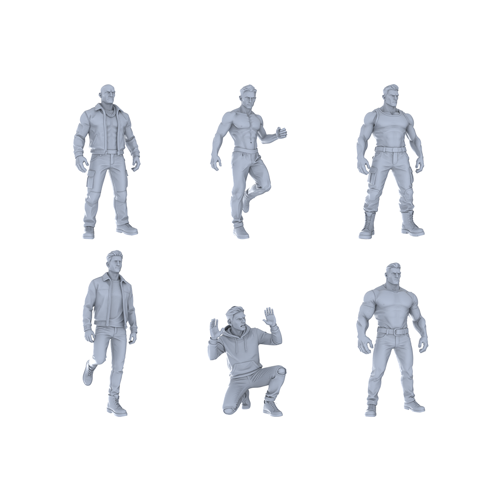 Yao's Studio LYTR319 Unpainted Tough Guy Miniatures 6-Pack | For Diorama & Hobby Painting Miniatures Diorama Resin Figures