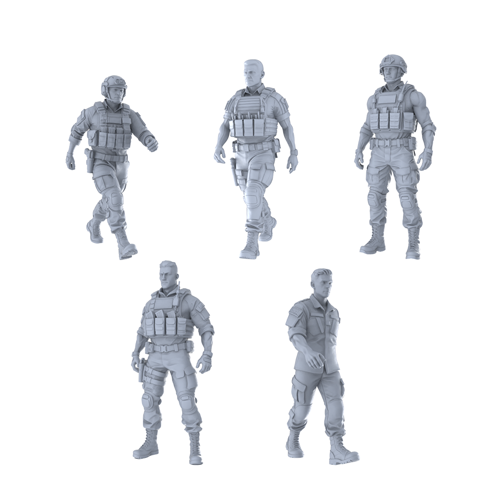 MRY-SFW LYTR397 Tactical 5-Pack, Ideal Military, Tabletop Painting Miniature Car Diorama Figures Scene Props Accessories Resin