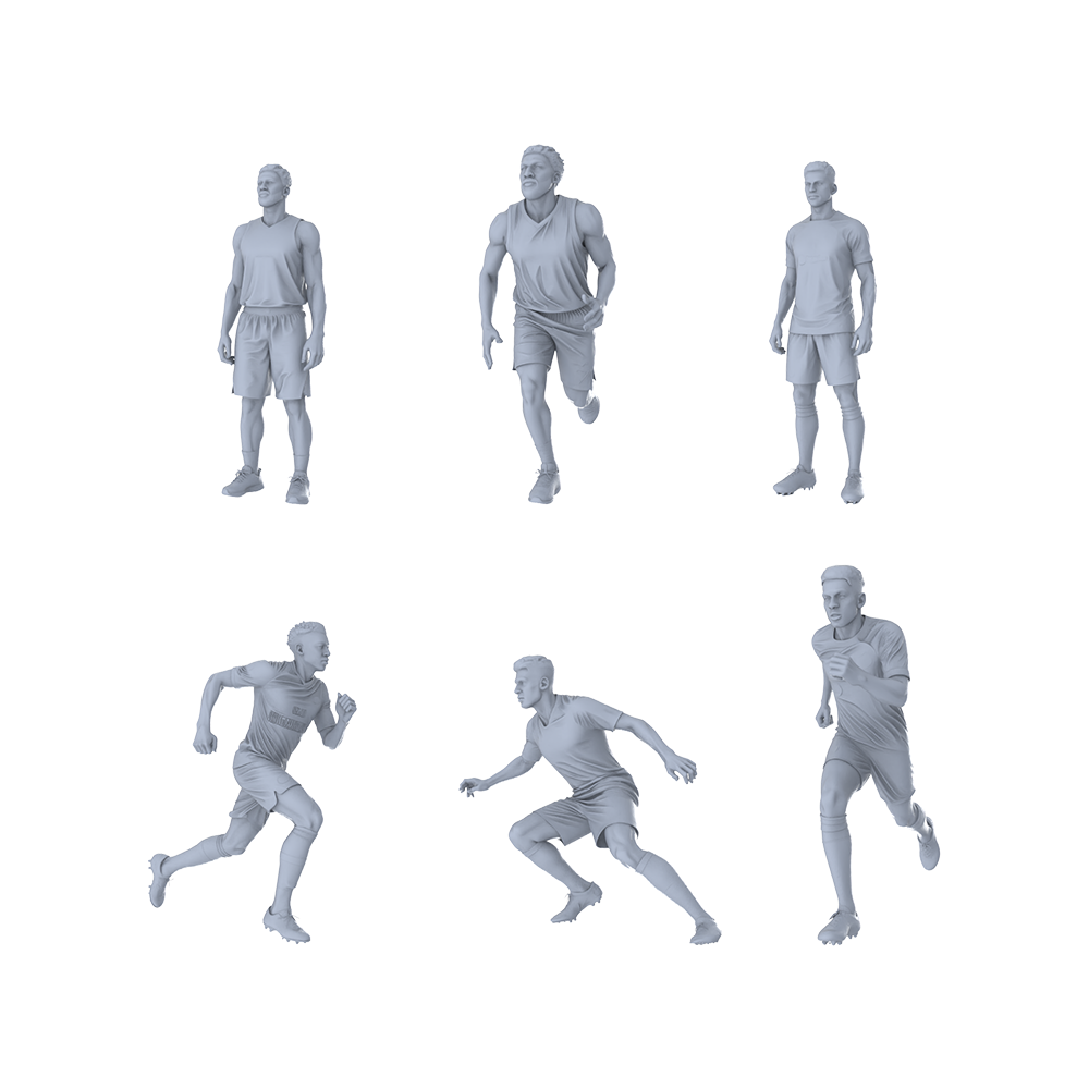MRY-SFW LYTR499 Modern Soccer Players Field Style Group of 4 Miniature Car Diorama Figures Scene Props Accessories Resin