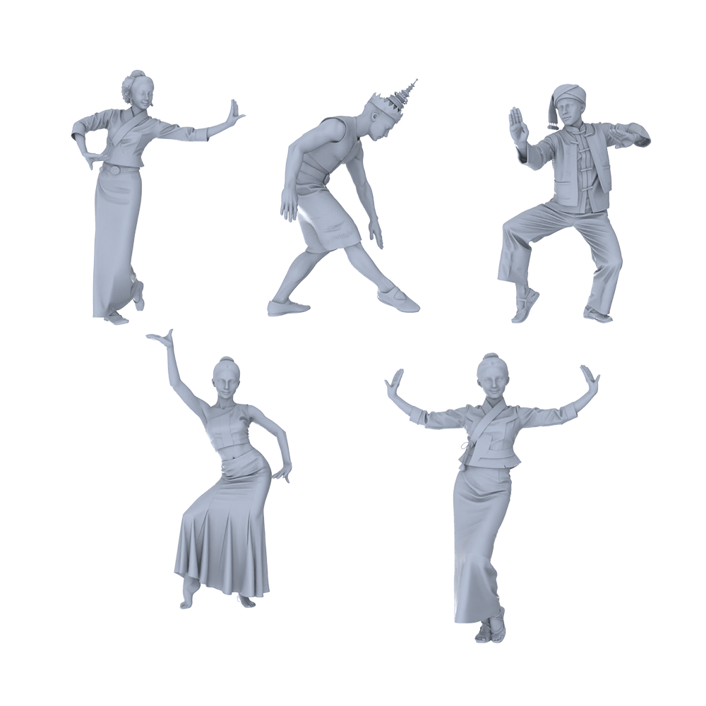 MRY-SFW LYTR752 Southeast Asian Traditional Dance Figure 5 pcs Miniature Car Diorama Figures Scene Props Accessories Resin