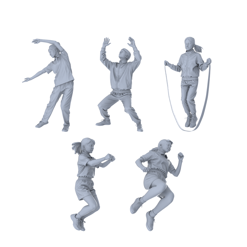 MRY-SFW LYTR403 Campus Sports Quintet 5-Figure Set, Recess Sports, DIY Paintingation Miniature Car Diorama Figures Scene Props Accessories Resin
