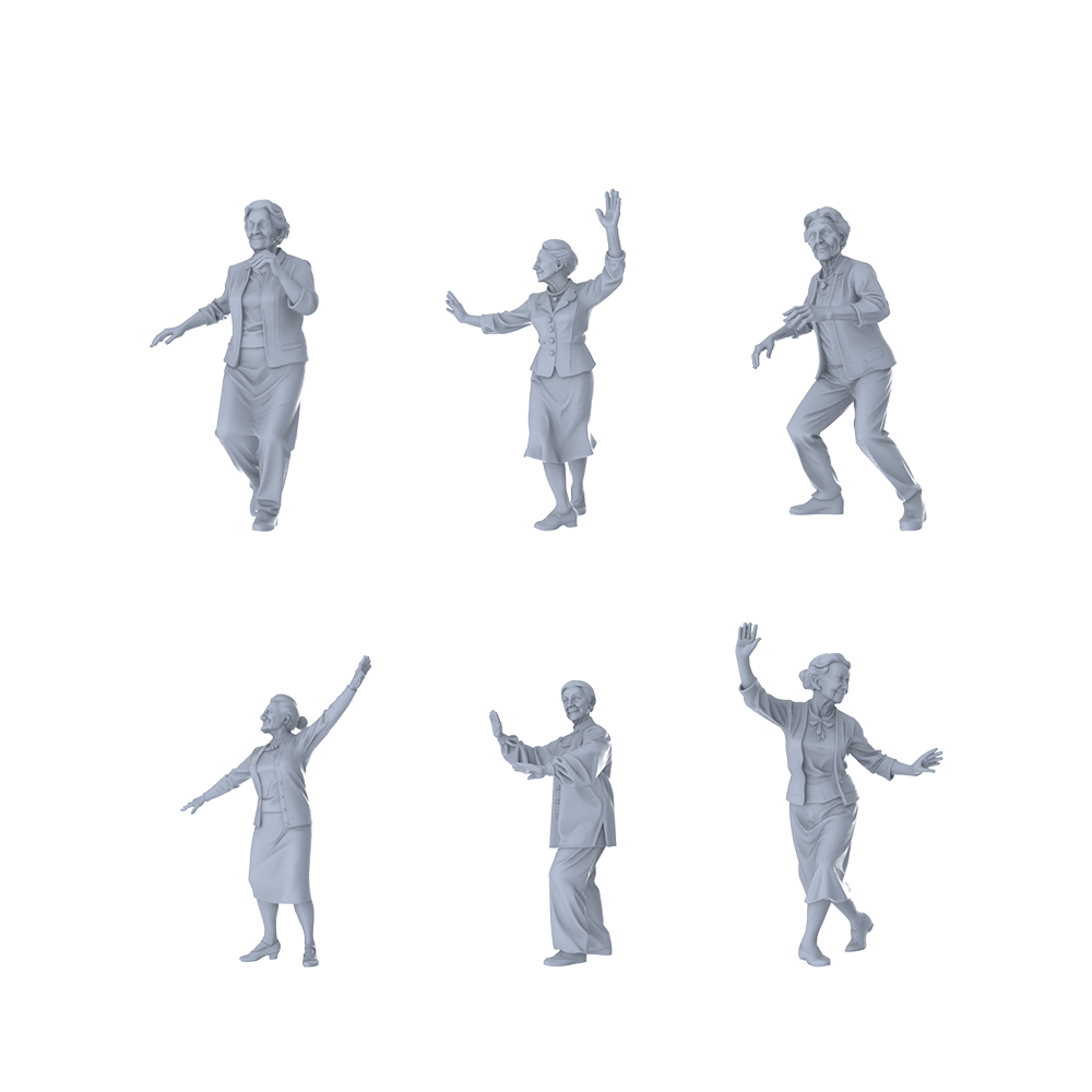 MRY-SFW LYTR503 Modern Elderly Morning Exercise Group of 6 Miniature Car Diorama Figures Scene Props Accessories Resin