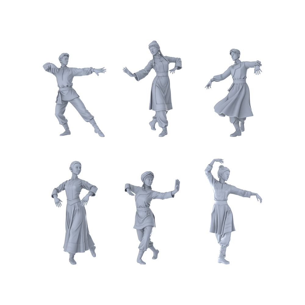 MRY-SFW LYTR448 Cultural Dance Set? 6 in Traditional Attire. Perfect creating vibrant festival or heritage diorama scenes. Miniature Car Diorama Figures Scene Props Accessories Resin