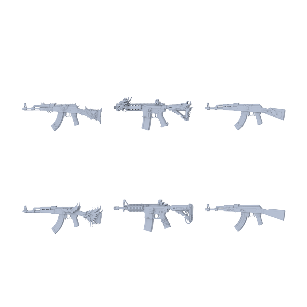 MRY-SFW LYGS110 Chinese Fantasy Custom Tactical Weapon Pack - 6 Unique Dragon, Phoenix & Thorn Designs
