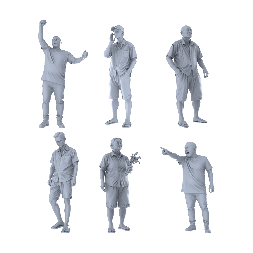 MRY-SFW LYGR231 Northeast Past Tiger Brother Vegetable Market Declaration Wargame Resin White Mold Miniature Soldier Scene Character Hand Figure