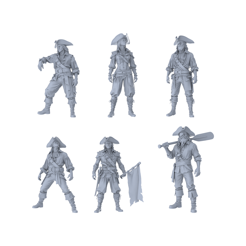 MRY-SFW LYTR539 Age of Exploration Caribbean Pirates Six with Distinct Roles Miniature Car Diorama Figures Scene Props Accessories Resin
