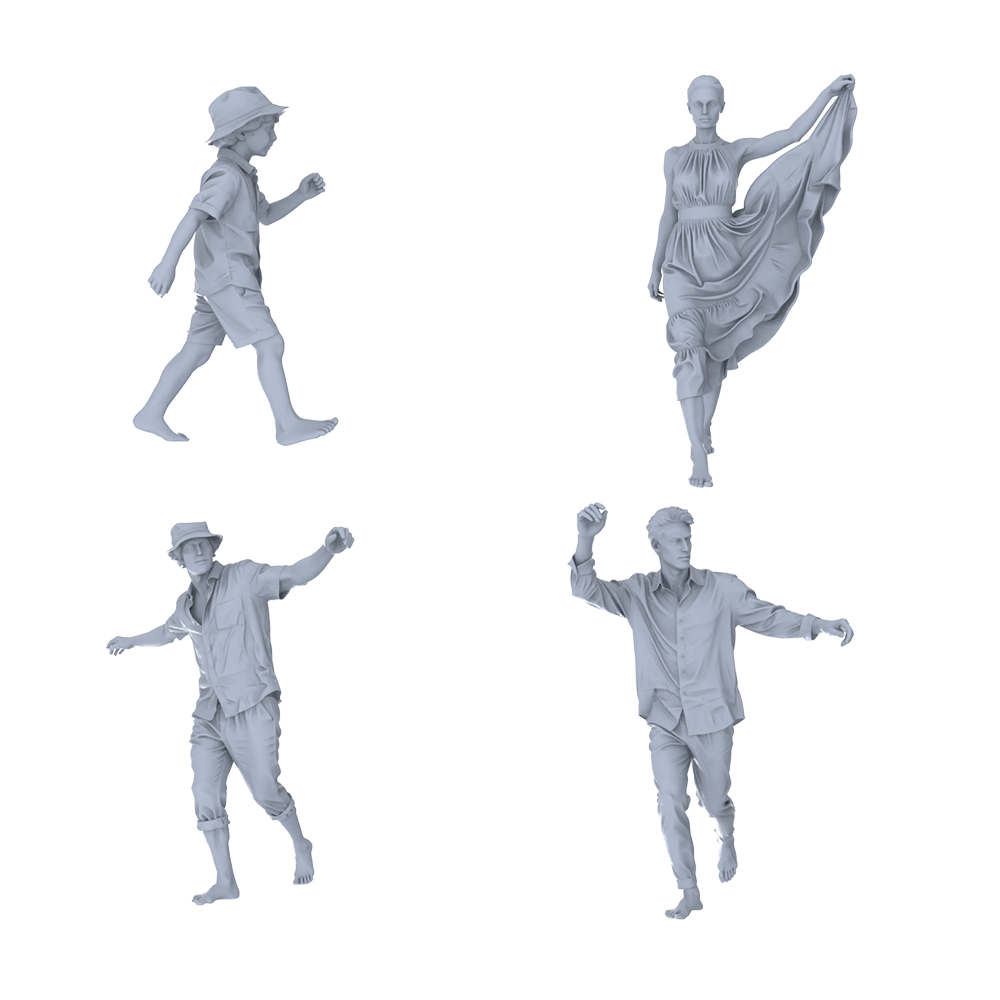 MRY-SFW LYTR719 Modern Beach Dynamic Figure 4 pcs Miniature Car Diorama Figures Scene Props Accessories Resin