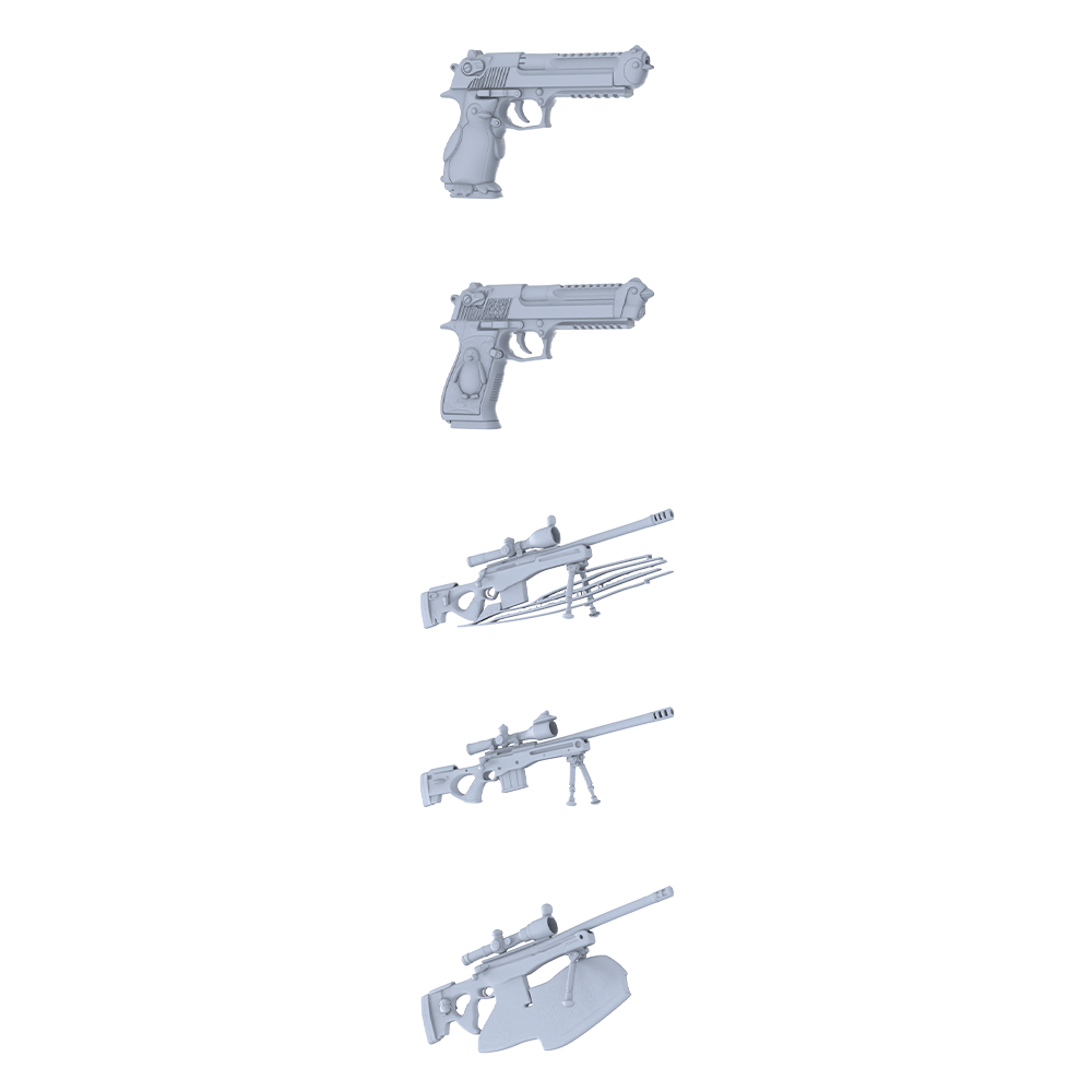 MRY-SFW LYGS353 Cute Bird Sniper Series - 5-Piece Pistol/Sniper Rifle Set Modified with Penguin/Cute Bionic Elements