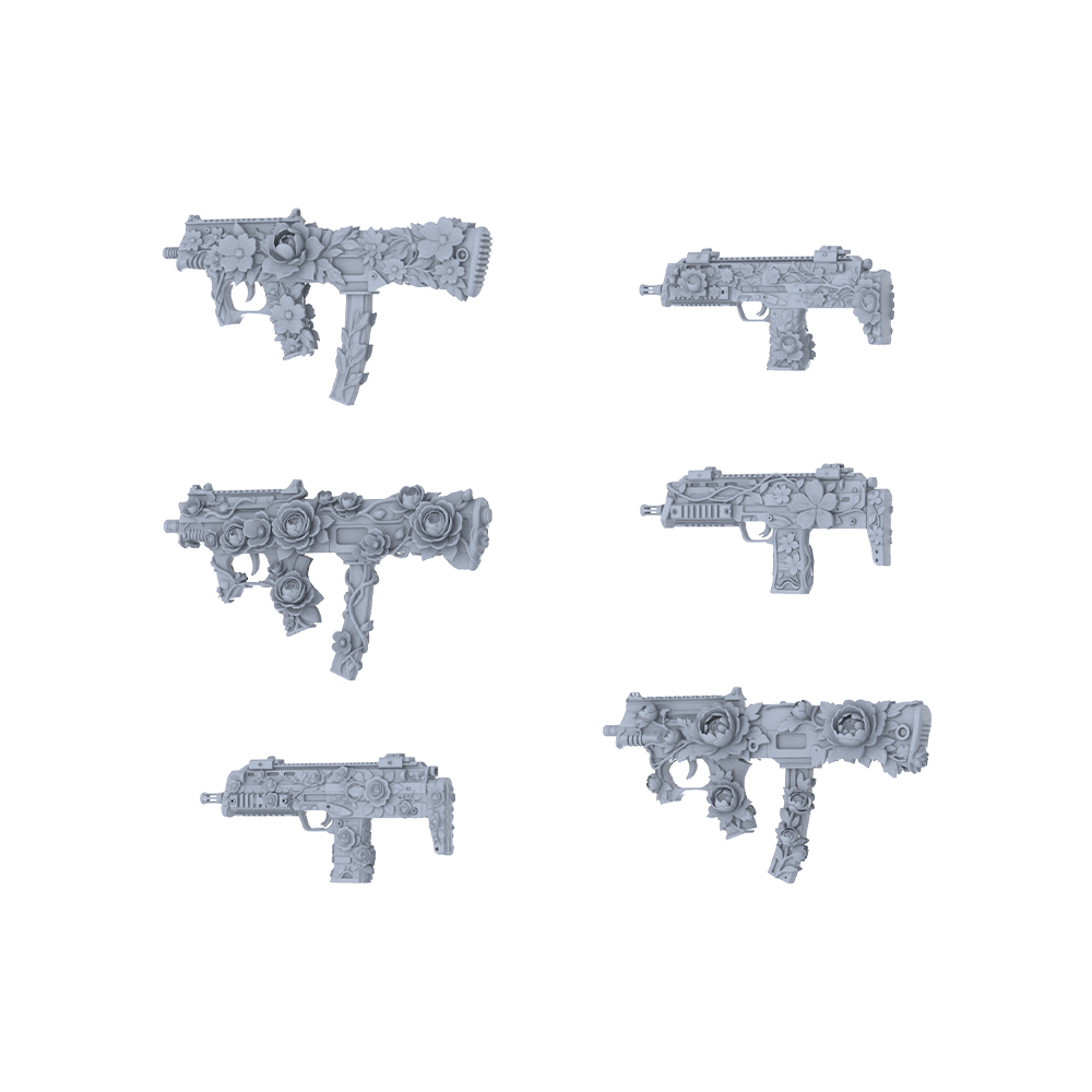 MRY-SFW LYGS249 Romantic Forest Custom SMG Pack - 6 Unique Rose/Lily/Leaf/Carving Designs