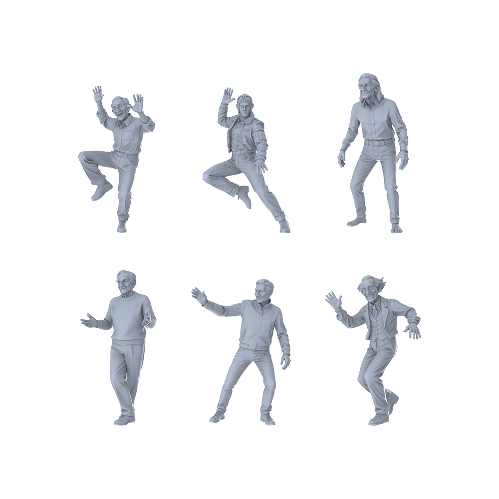 MRY-SFW LYTR505 Modern Elderly Energetic Dance Group of 6 Miniature Car Diorama Figures Scene Props Accessories Resin