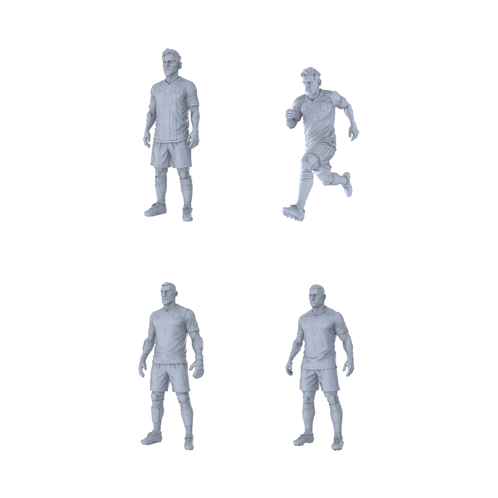 MRY-SFW LYTR425 Football Stars 4-Pack | For, Painting, and Collectible Displays Miniature Car Diorama Figures Scene Props Accessories Resin