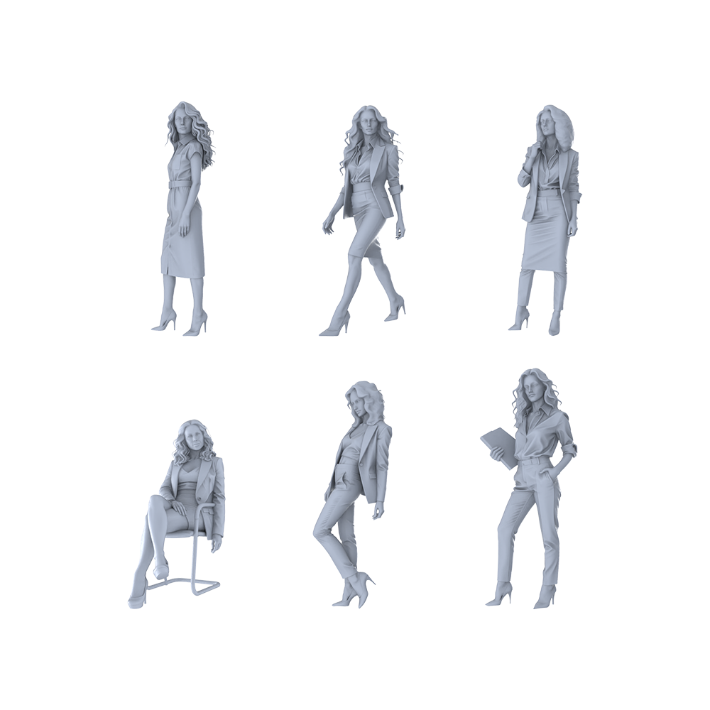 MRY-SFW LYTR528 Modern Urban Business Women Professional Group of 6 Miniature Car Diorama Figures Scene Props Accessories Resin