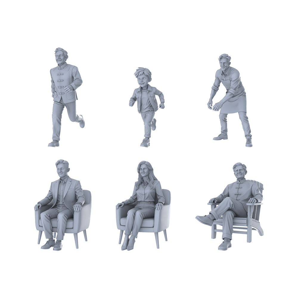 MRY-SFW LYTR384 Diverse Characters 6-Pack, Ideal Life Scenes,s Painting Miniature Car Diorama Figures Scene Props Accessories Resin