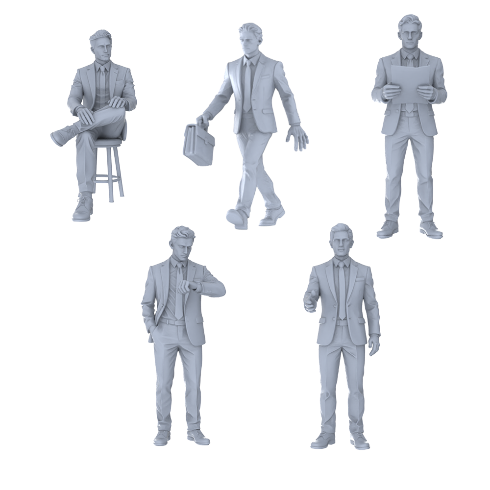 MRY-SFW LYTR693 Modern Figure Businessman Office 5 pcs Miniature Car Diorama Figures Scene Props Accessories Resin