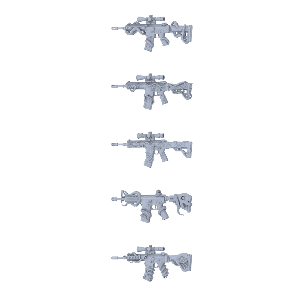 MRY-SFW LYGS307 Spike Sea Monster Series - 5-Piece Sci-Fi Shotgun Rifle Set Modified with Spike & Sea Creature Elements
